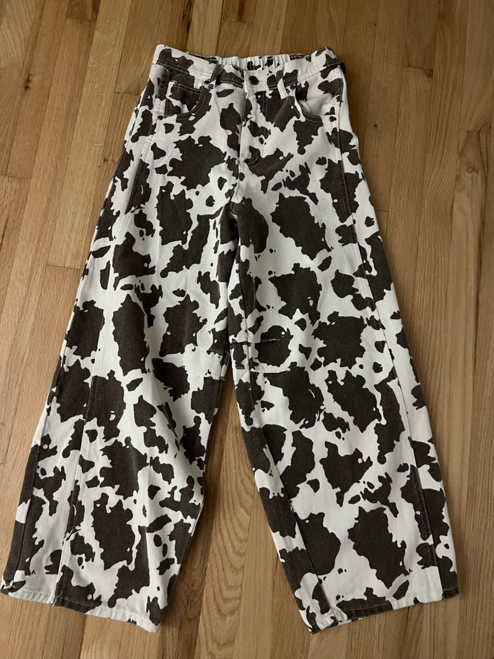 Altar'd State Cow Print Barrel Cotton Jeans